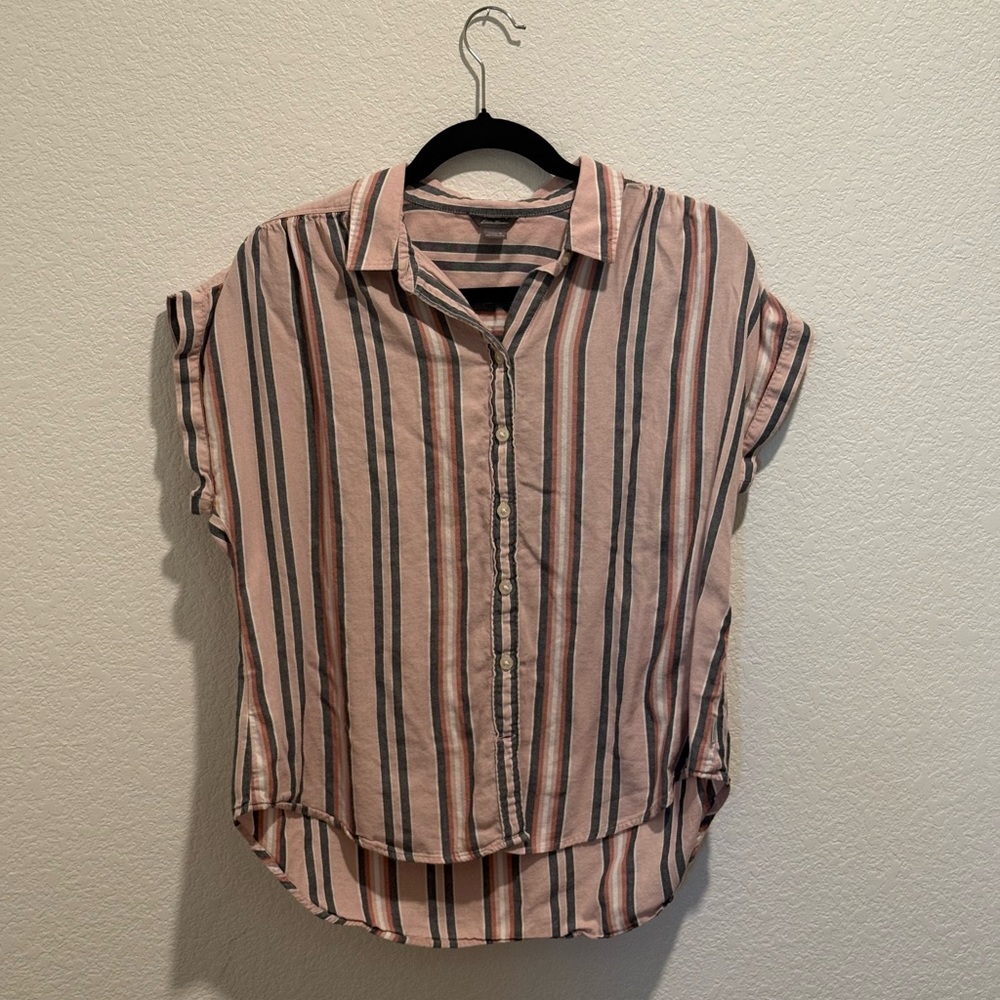Eddie Bauer Pink and Black Striped Top